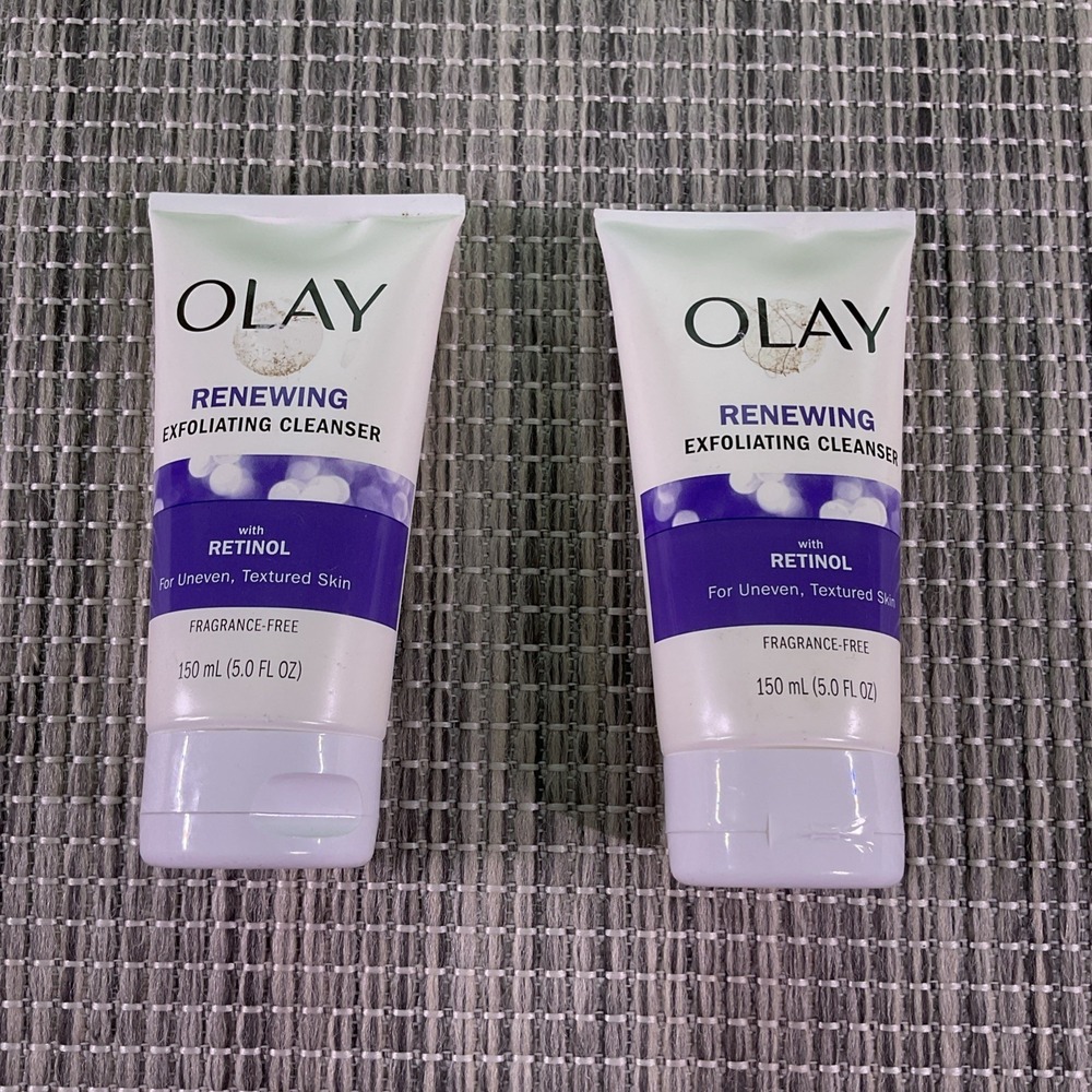 2 pk Olay Renewing Exfoliating Cleanser with Retinol, Fragrance-Free, 5 fl oz